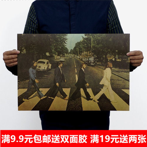 室内披头士乐队摇滚风牛皮纸海报