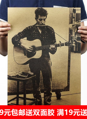 Bob Dylan鲍勃迪伦摇滚明星牛皮纸海报 宿舍酒吧咖啡馆装饰画挂画