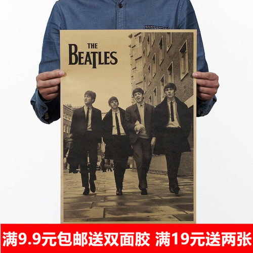 室内披头士乐队摇滚风牛皮纸海报