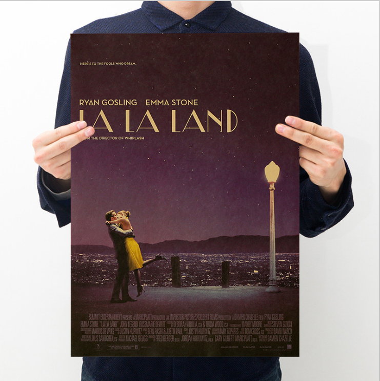 爱乐之城 美国电影海报 复古牛皮纸材质 卧室宿舍墙壁装饰墙贴