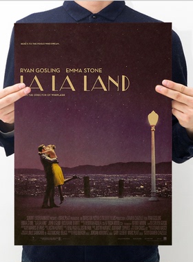 爱乐之城 美国电影海报 复古牛皮纸材质 卧室宿舍墙壁装饰墙贴