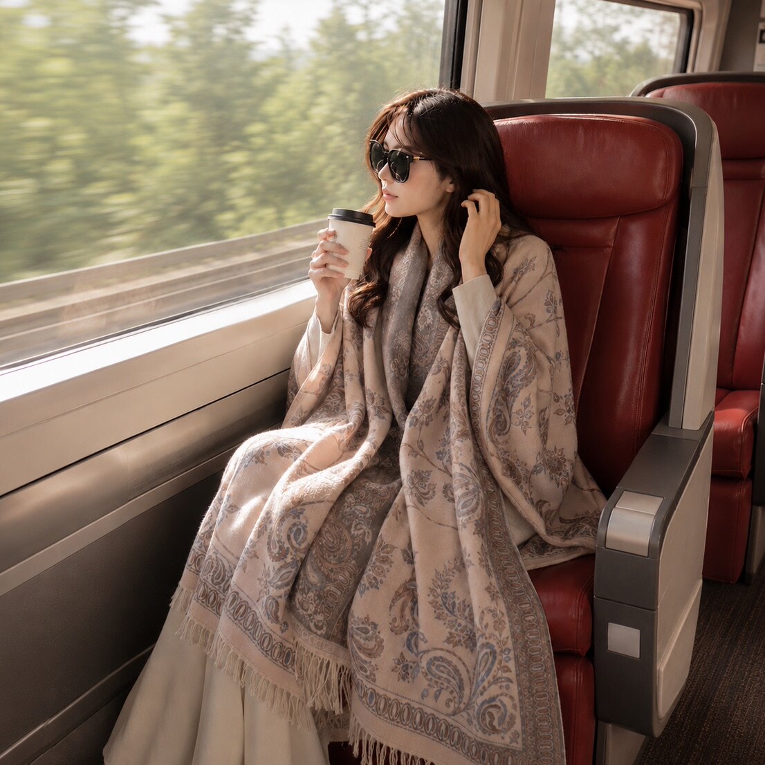 旅行大披肩女空调房办公室外搭女护颈时尚围巾两用夏天薄款毛毯子