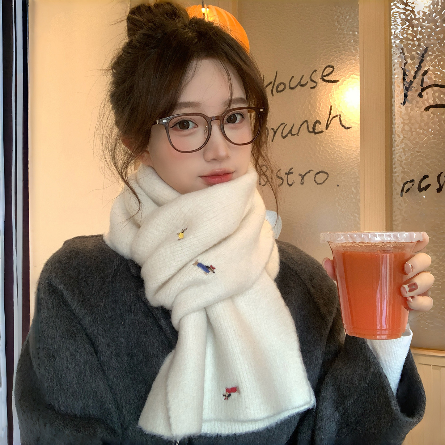 可爱小狗刺绣针织围巾女生冬季韩系百搭加厚保暖学生围脖时尚披肩,服饰配件/皮带/帽子/围巾,围巾/丝巾/披肩,淘宝优惠券,粉丝福利购,淘宝优惠卷