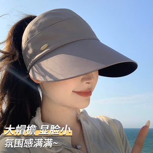 黑胶半空顶遮阳帽女款防紫外线遮全脸防晒渔夫帽夏季鸭舌太阳帽子