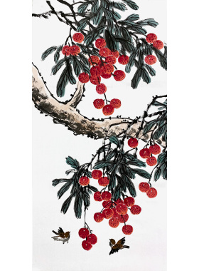荔枝画100x50厘米宣纸国画