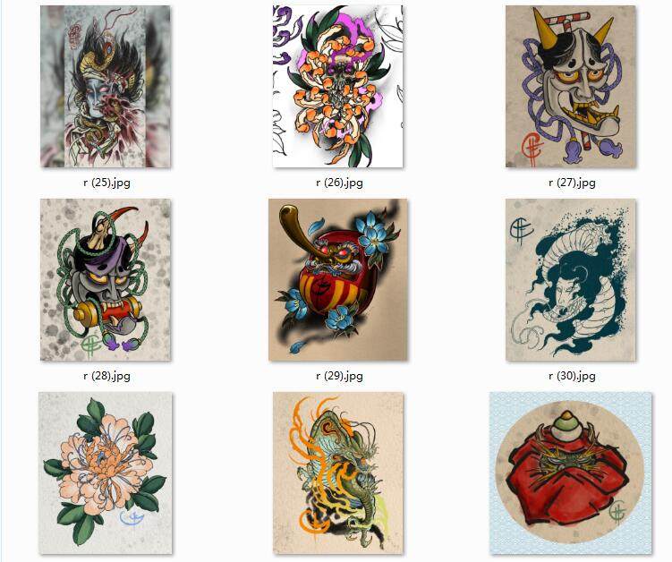 0312【日式小图集270张】纹身手稿素材图片资料