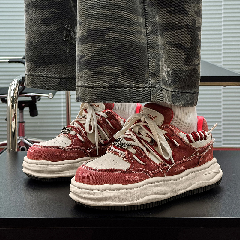 厚底7CM隐形内增高鞋子男秋冬季运动休闲板鞋水洗溶解帆布鞋女款