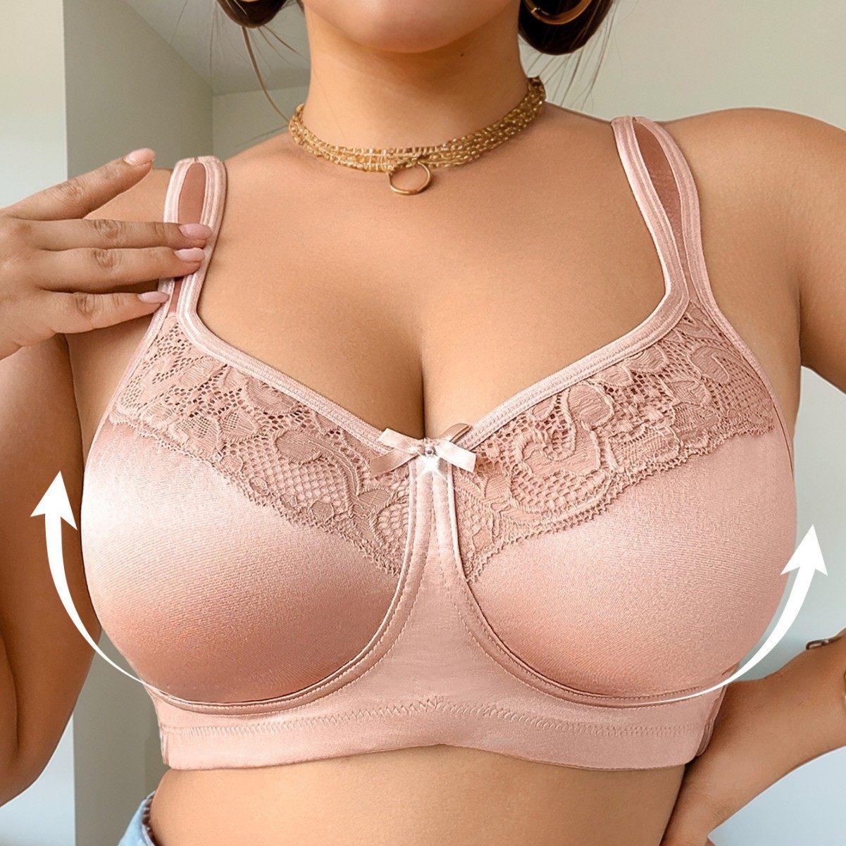 外贸新款大码无钢圈无胸垫光面蕾丝内衣轻薄运动文胸大胸显小现货,女装/女士精品,大码内搭,淘宝优惠券,粉丝福利购,淘宝优惠卷