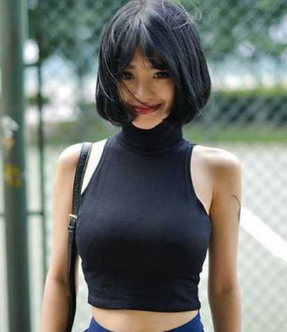 半高领短款露脐纯棉无袖高腰潮女小衫夏短装露肚脐背心上衣T恤