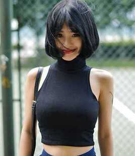 半高领短款露脐纯棉无袖高腰潮女小衫夏短装露肚脐背心上衣T恤