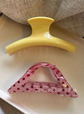 百搭后脑勺发抓韩系波点秋天鹅黄色氛围鲨鱼气质感盘发抓夹草莓夹