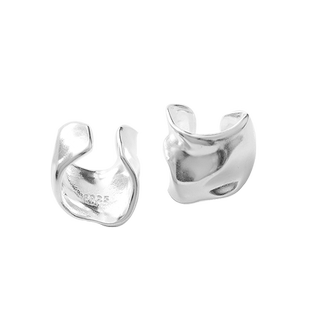 免打耳洞耳饰个性925银宽面不规则无耳洞耳夹时尚男生耳骨夹 女