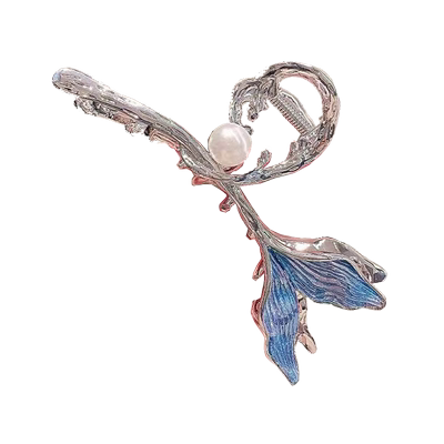 新款蝴蝶珍珠流苏发抓清新气质抓夹大号鲨鱼尾发夹后脑勺夹子头饰