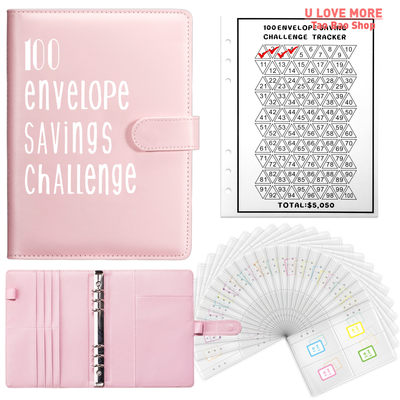 A5 100天 Envelope Challenge Binder Money Saving Planner Book