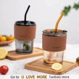 400 мл Стеклянная соломенная чашка с изоляционной крышкой может быть горячим микрофоном