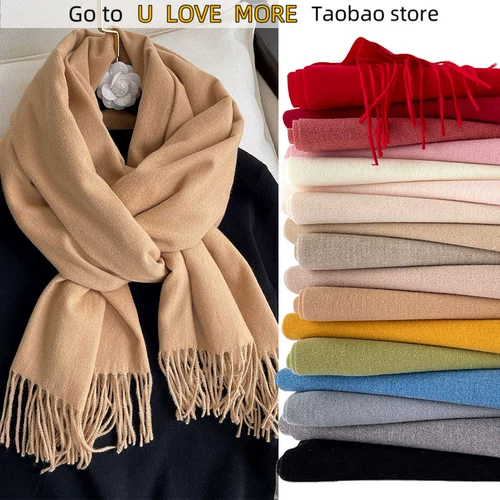 Женские кашемировые шарф сплошные густые теплые повседневные зимние шарфы