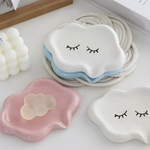 新款肥皂盒家用高档放厕所沥水香皂盒免打孔卫生间置物架陶瓷皂盒