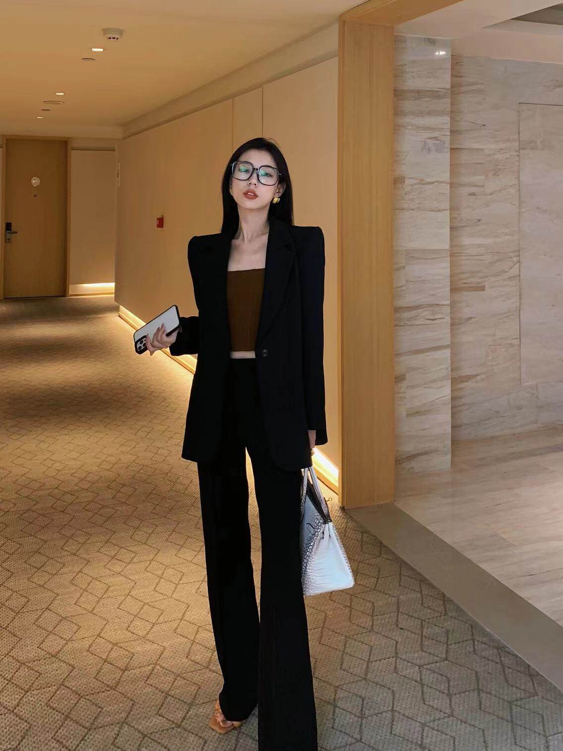 MUZI木子同款高级感经典版型百搭小西装一粒扣西装外套女