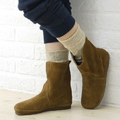 日系森林系真皮女短靴文艺休闲学院圆头平底反毛皮女鞋 舒适柔软底