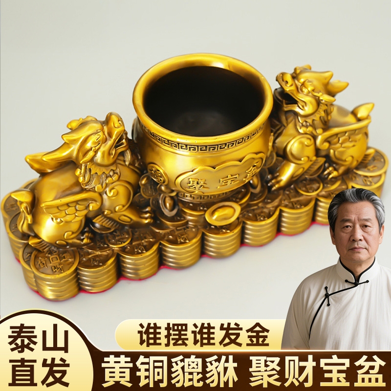铜貔貅摆件一对公母客厅聚宝盆聚财阵招财生财店铺公司卧室前台