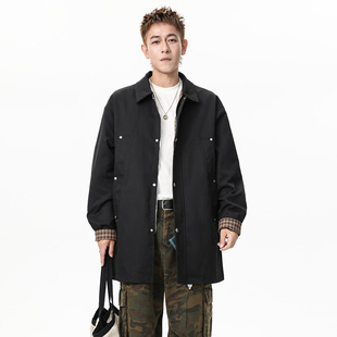 潮牌克鲁苏大衣 春秋季 英伦风高级感风衣垂坠感中长款 外套男士