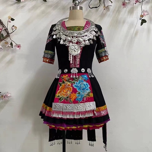 少数民族舞蹈服锦鸡炫美苗族演出服学生舞蹈生艺考考级定制舞蹈服