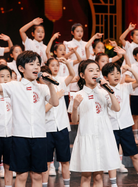 中小学生诗歌朗诵比赛服装儿童合唱演出服国潮风白色男女童表演服