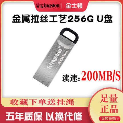 Kingston金士顿DTKN 256gu盘 200兆读速 个性定制金属迷你 移动U盘 电脑商务办公 高速3.2正品优盘官方旗舰