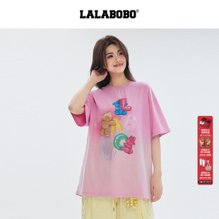 【ONER岳岳同款】LALABOBO25年T恤新款原创潮牌短袖渐变印花上衣