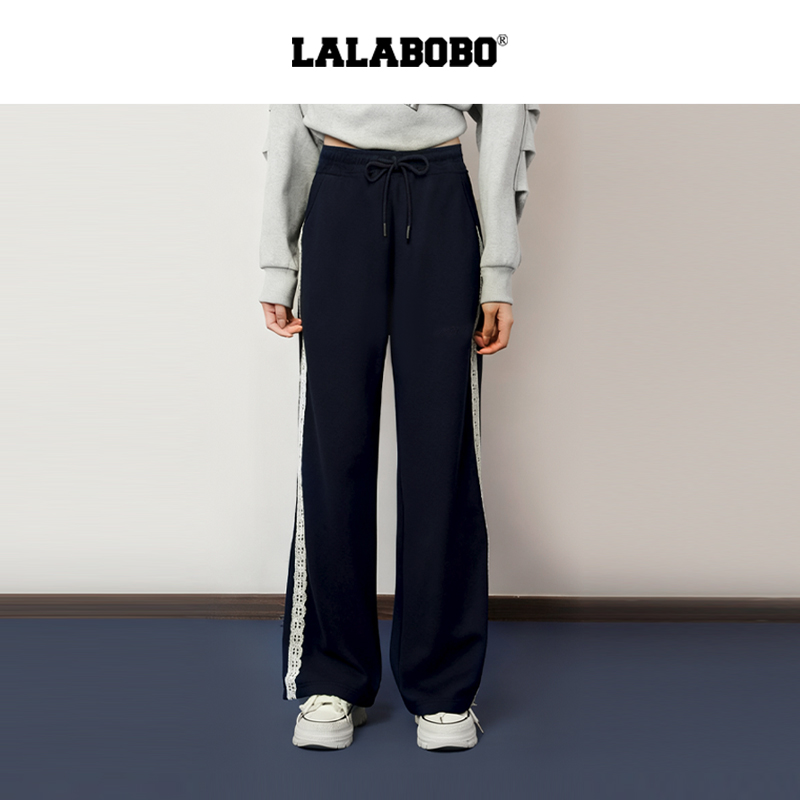 LALABOBO针织直筒卫裤