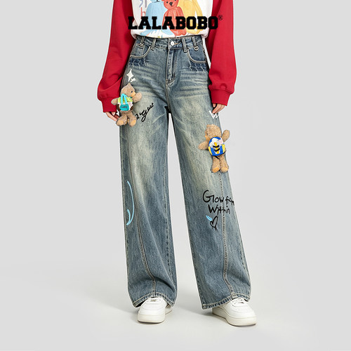 LALABOBO背包小熊牛仔长裤