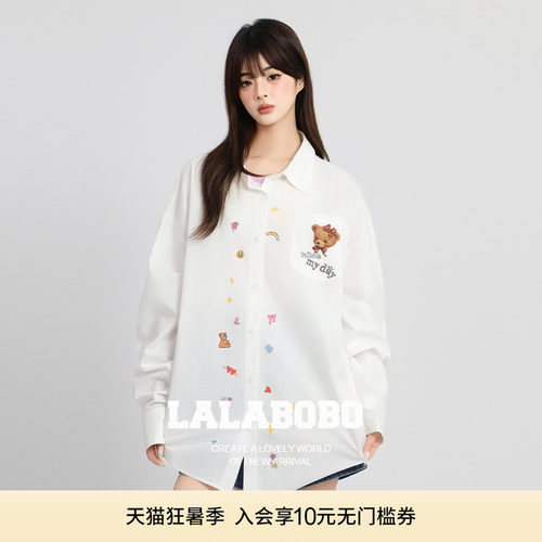 LALABOBO周深饼干熊图案衬衫