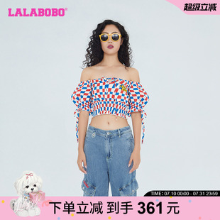 LBCB LALABOBO春新品 梭织上衣女 打底衫 WSWC18 百搭可爱风方领短袖