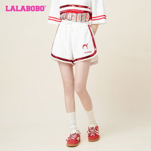 美式 LBCB 款 女 WXZD34 复古运动A型针织五分短裤 LALABOBO春夏新品