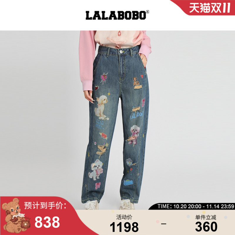 LALABOBO童趣妙想牛仔长裤
