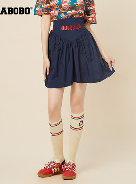 LALABOBO秋季新品复古蒸汽波高腰伞裙梭织短裙半身裙|CBCB-WXZQ11