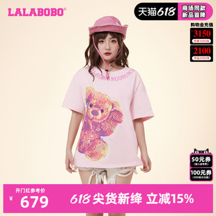 WSDT12 甜美可爱风热成像图案套头短袖 T恤LBDB LALABOBO24春季 新款