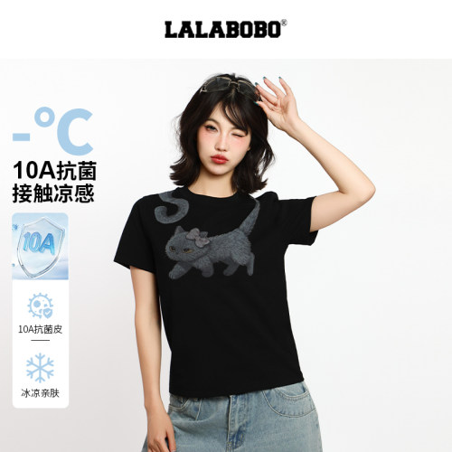 LALABOBO小猫直筒短袖T