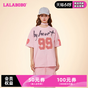 可爱甜美字母涂鸦男友短袖 WSDT11 T恤女CBDA 新款 LALABOBO24春季