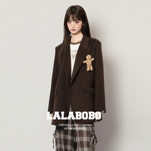 LALABOBO呢子大衣25年秋新原创玩偶巨好看加厚外套 玩偶熊系列