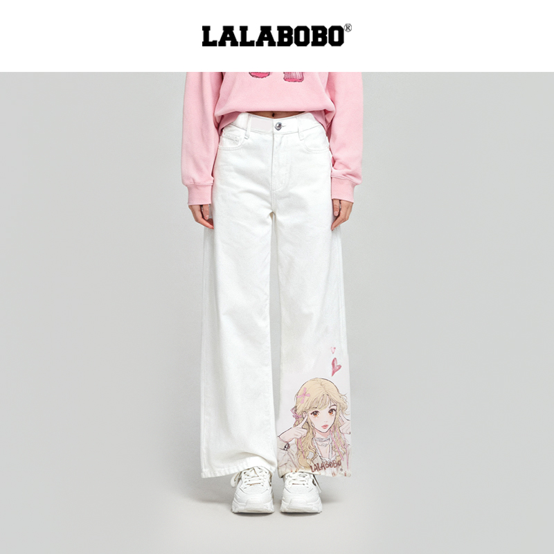 LALABOBO小女孩白牛仔裤