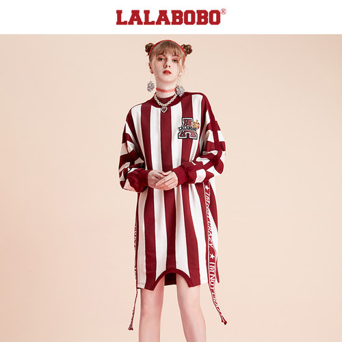 lalabobo刺绣运动卫衣连衣裙