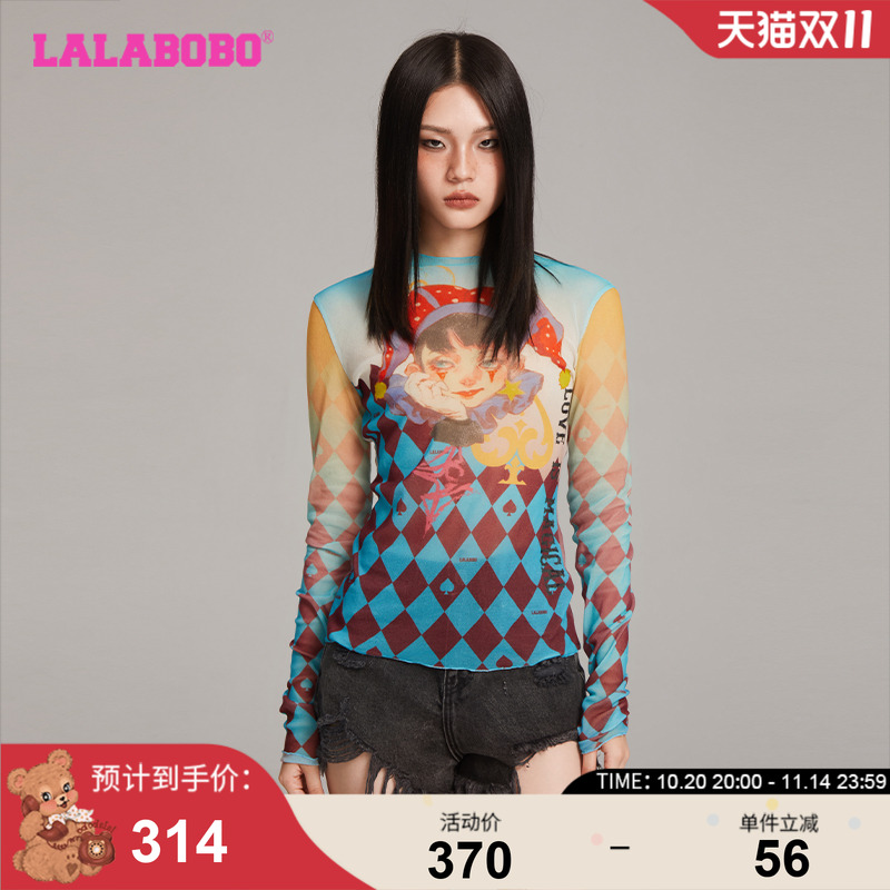 LALABOBO拉拉波波女士T恤复古