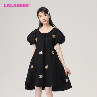 双生兔泡泡袖 款 连梭织短袖 连衣身裙 WLZY31 LALABOBO春季 LBCB 新品