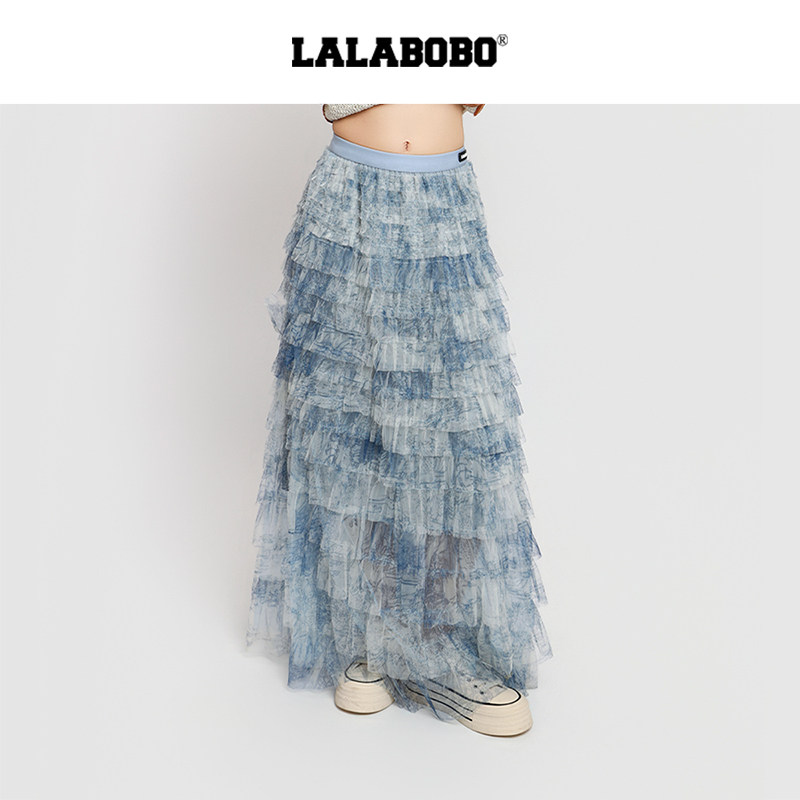 【海洋来信】LALABOBO蛋糕裙26年春新原创网纱百褶裙过膝中