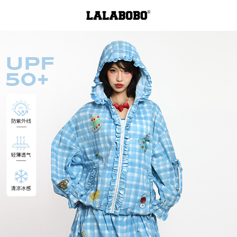 LALABOBO复古蓝格纹梭织外套