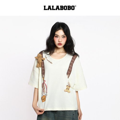 LALABOBO王男小熊背包短袖T