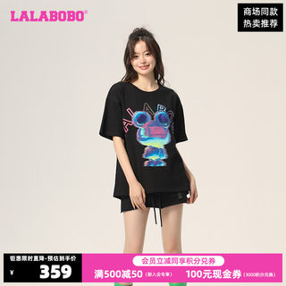 LALABOBO春季新品款潮流百搭热成像熊圆领短袖T恤女|LBCA-WSDT41