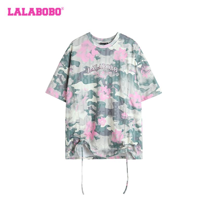 LALABOBO户外迷彩抽绳T恤