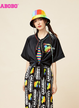 LALABOBO春季新品款可爱时尚短袖尖角梭织衬衫女|LBCB-WSWC12